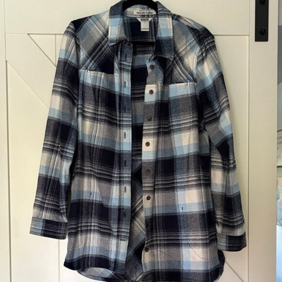 Duluth Trading Co Blue Plaid Heavy Flannel Jacket - Picture 1 of 6